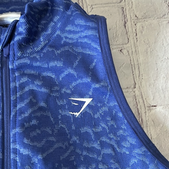 Gymshark 1/2 Zip Sleeveless Crop Top Racerback Work out Top Size Small Indigo - Picture 3 of 5